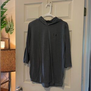 Under Armour Gray Hooded Shirt-quarter sleeve with hoodie teen medium 14 to 16